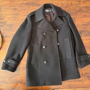 Men's Black Polo Pea Coat